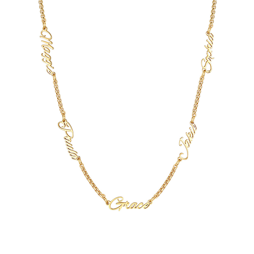 Personalized Multi-Nameplate Rolo Chain Necklace