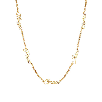 Personalized Multi-Nameplate Rolo Chain Necklace
