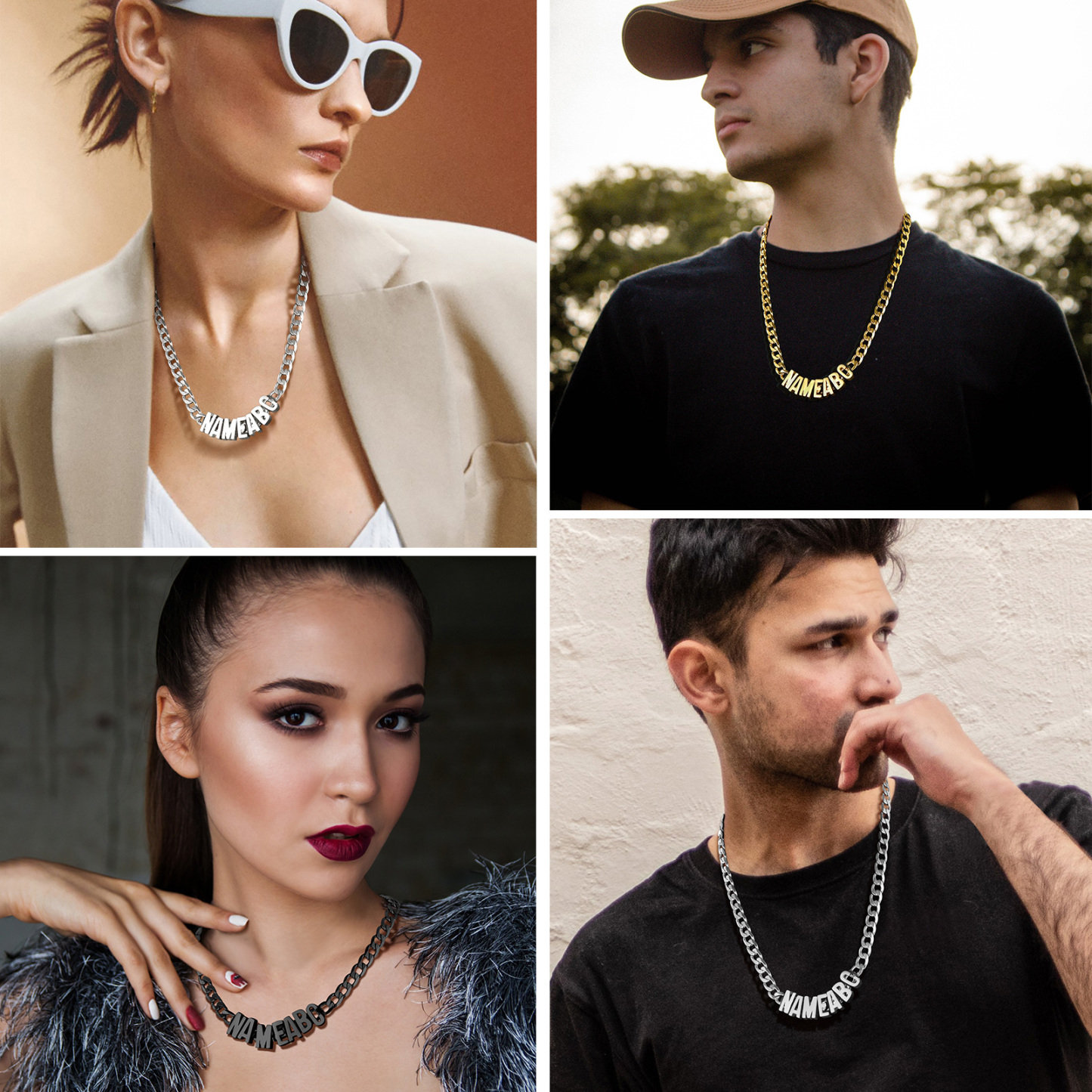 Personalized Name Chain Necklace for Women Men