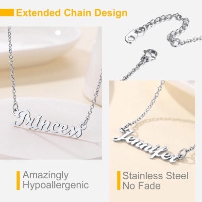 Personalized Name Cuban Chain Necklace & Chain Bracelet Set For Her