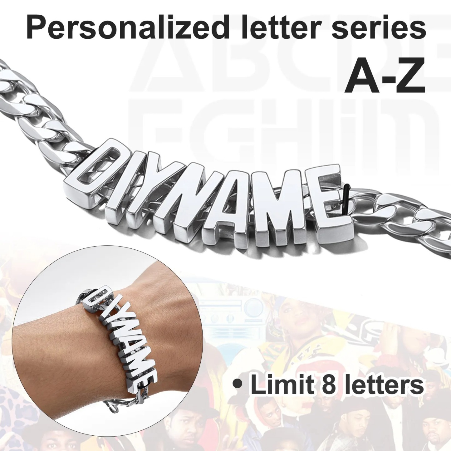 Personalized Name Cuban Chain Necklace & Chain Bracelet Set Unisex Gift