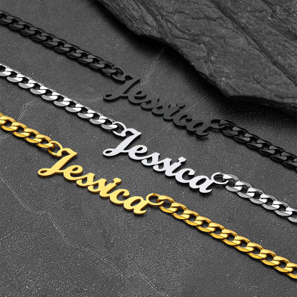 Personalized Name Cuban Chain Necklace & Chain Bracelet Set For Husband