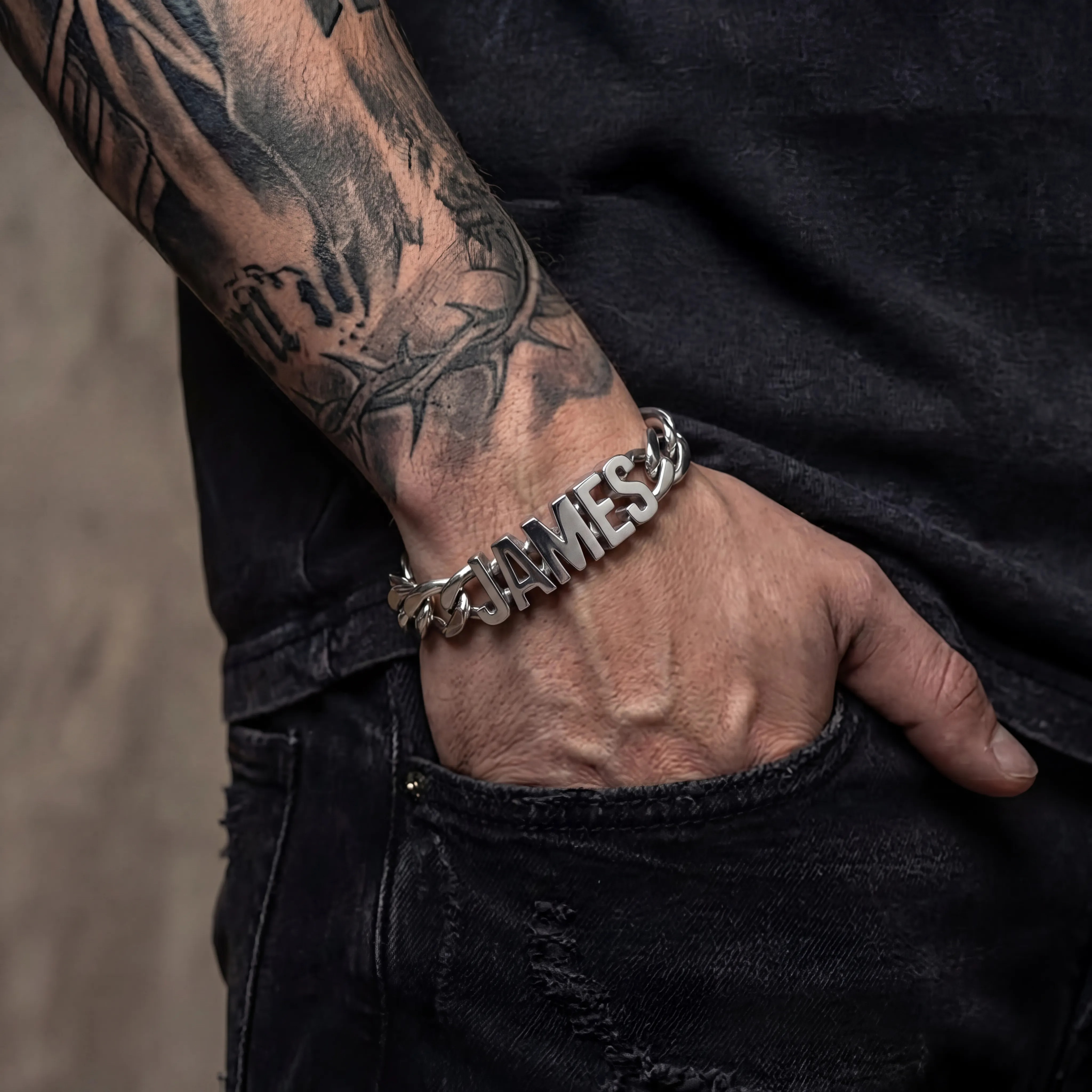 Personalized Name Cuban Chain Necklace & Chain Bracelet Set For Him