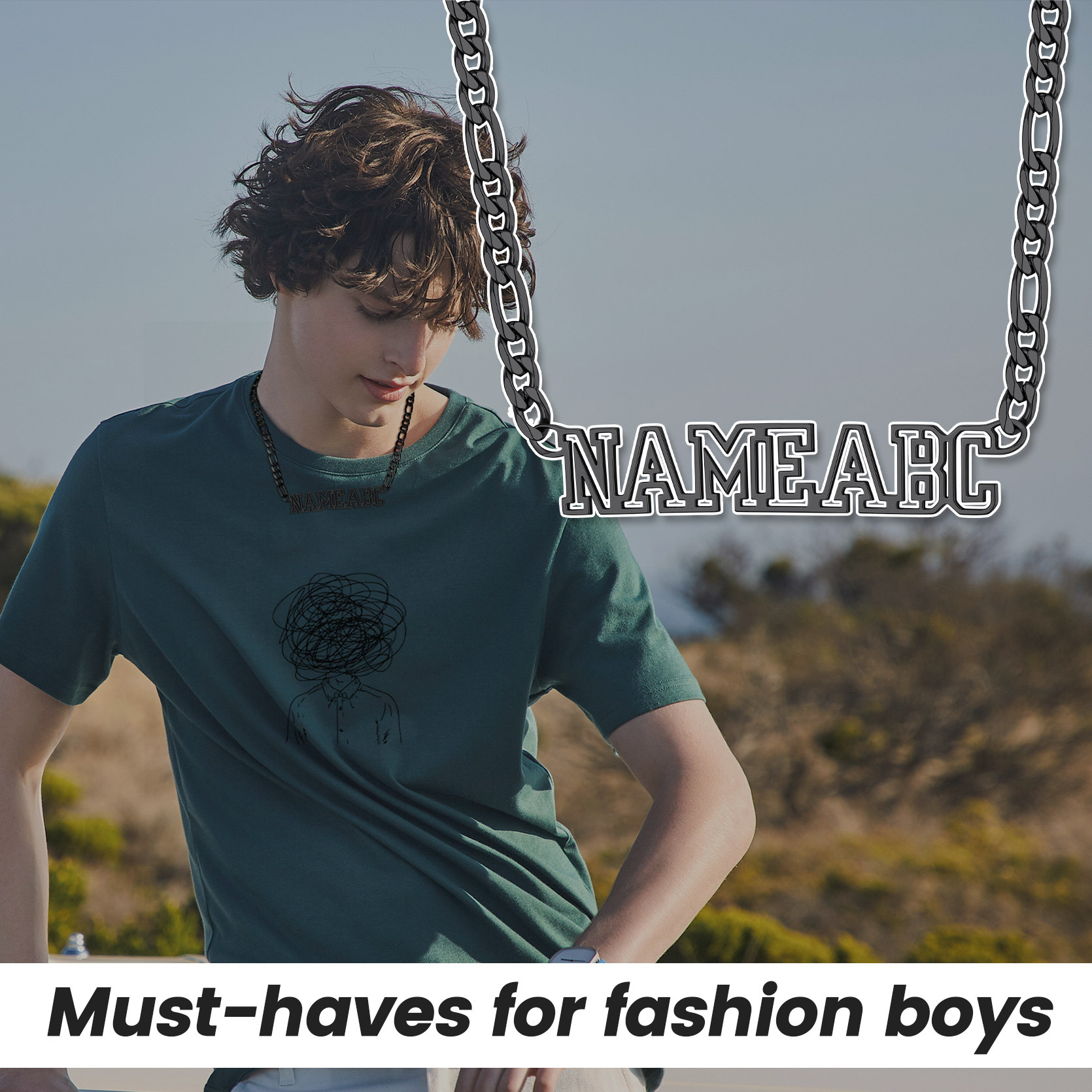 Personalized Name Figaro Chain Necklace fashion boys