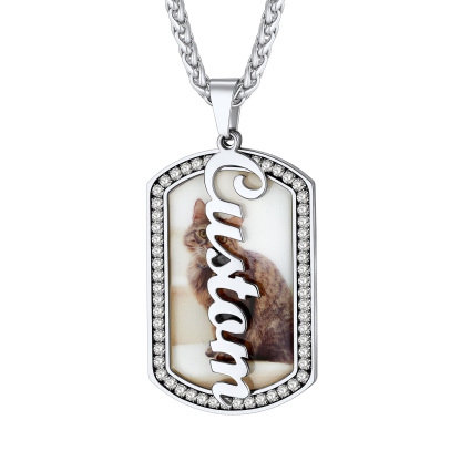 Personalized Name Picture Military Dog Tag Necklace Personalized Name