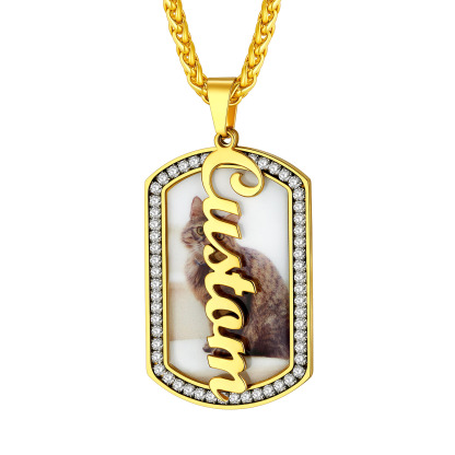 Personalized Name Picture Military Dog Tag Necklace