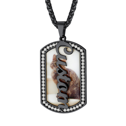 Personalized Name Picture Military Dog Tag Necklace