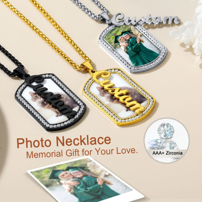 Personalized Name Picture Military Dog Tag Necklace
