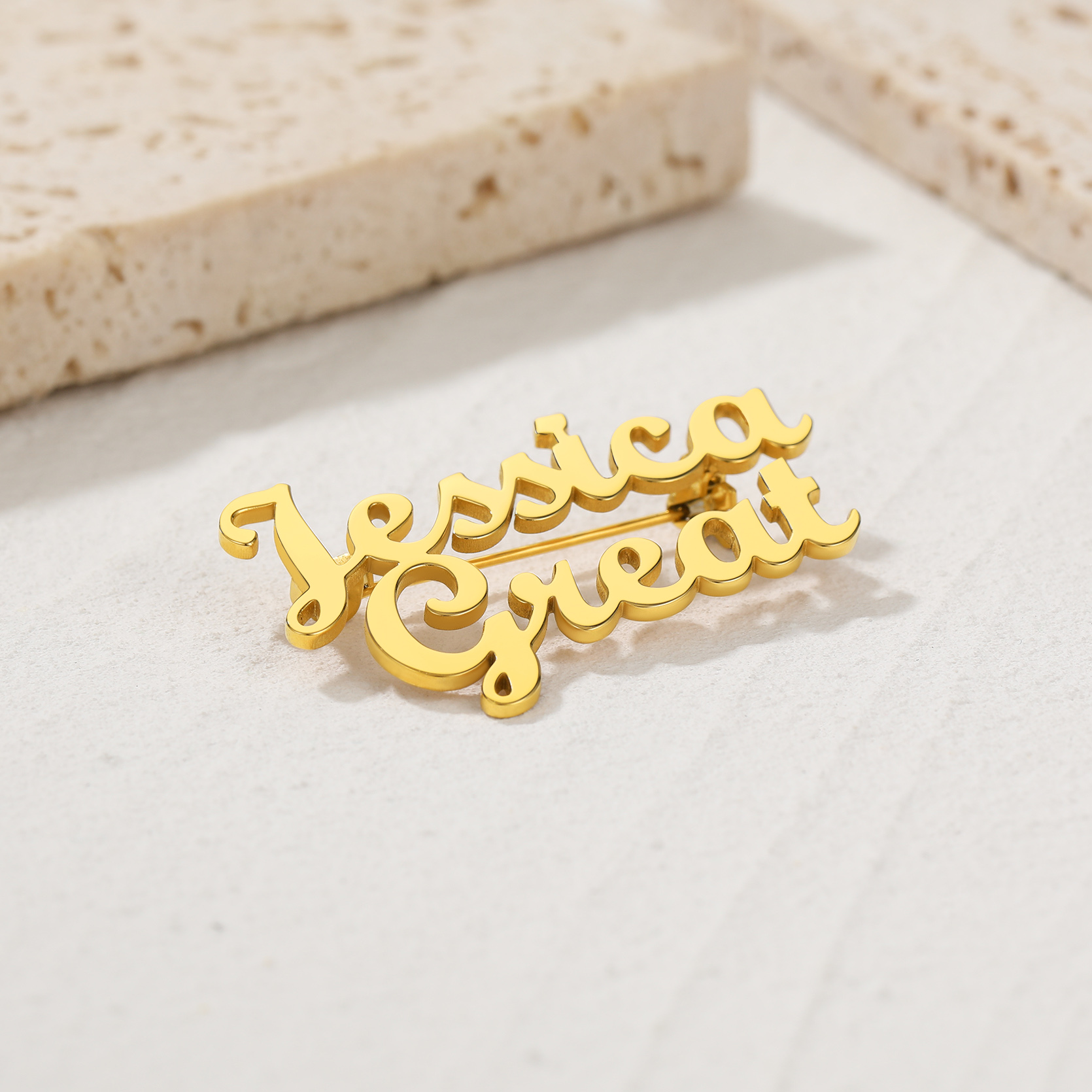 Name Brooch Pin Personalized for Wedding Bouquet silver gold