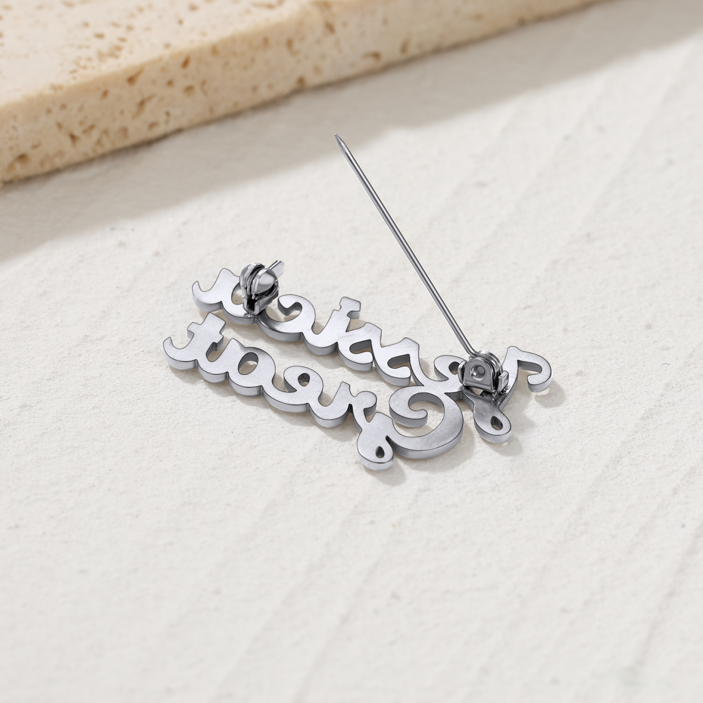 Name Brooch Pin Personalized for Wedding Bouquet silver