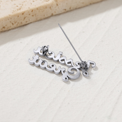 Name Brooch Pin Personalized for Wedding Bouquet silver