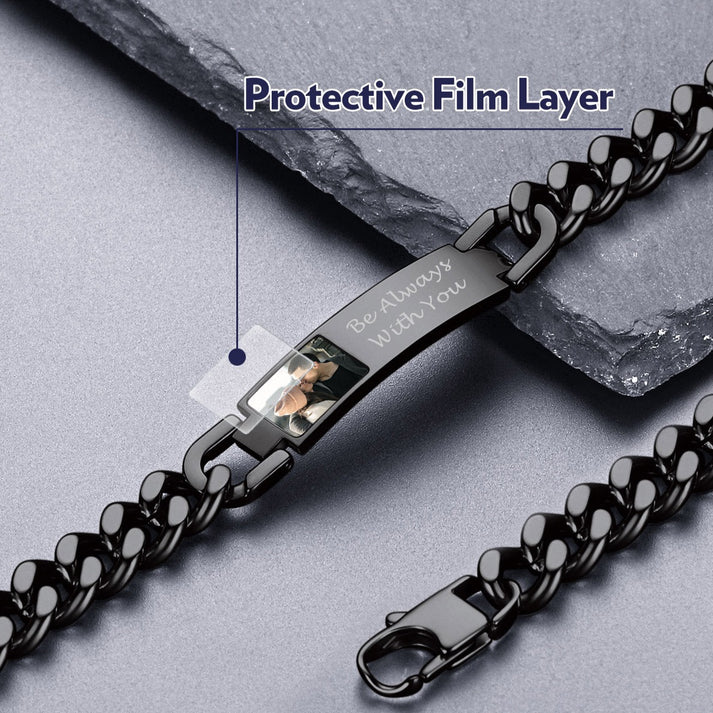 Personalized Nameplate Cuban Link Chain Bracelet with Picture Gift