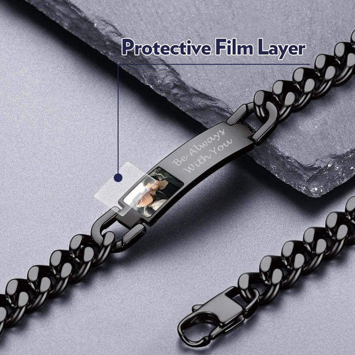Personalized Nameplate Cuban Link Chain Bracelet with Picture Gift