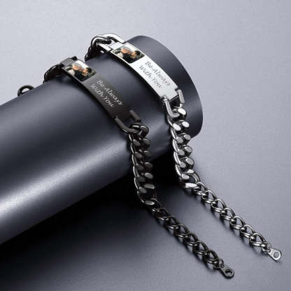 Personalized Nameplate Cuban Link Chain photo Bracelet