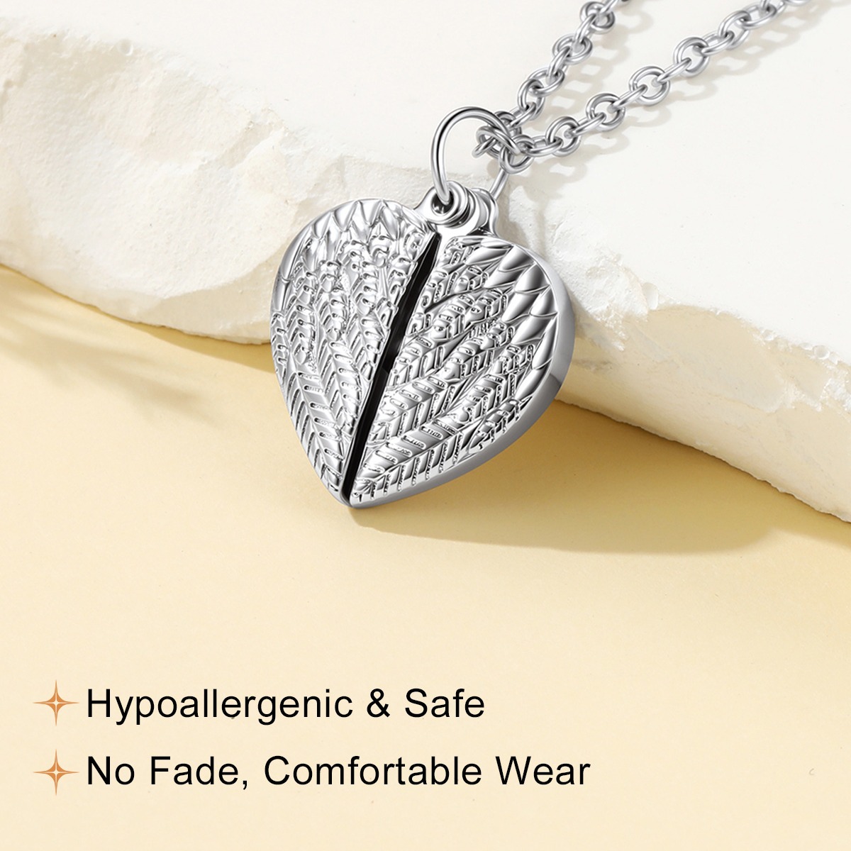 Personalized Photo Angel Wing Heart Locket Necklace For Women