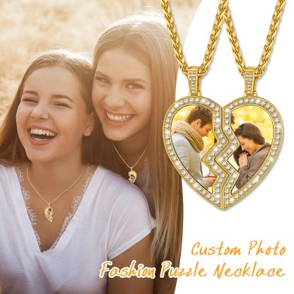 Personalized Photo Broken Heart puzzle Necklace 