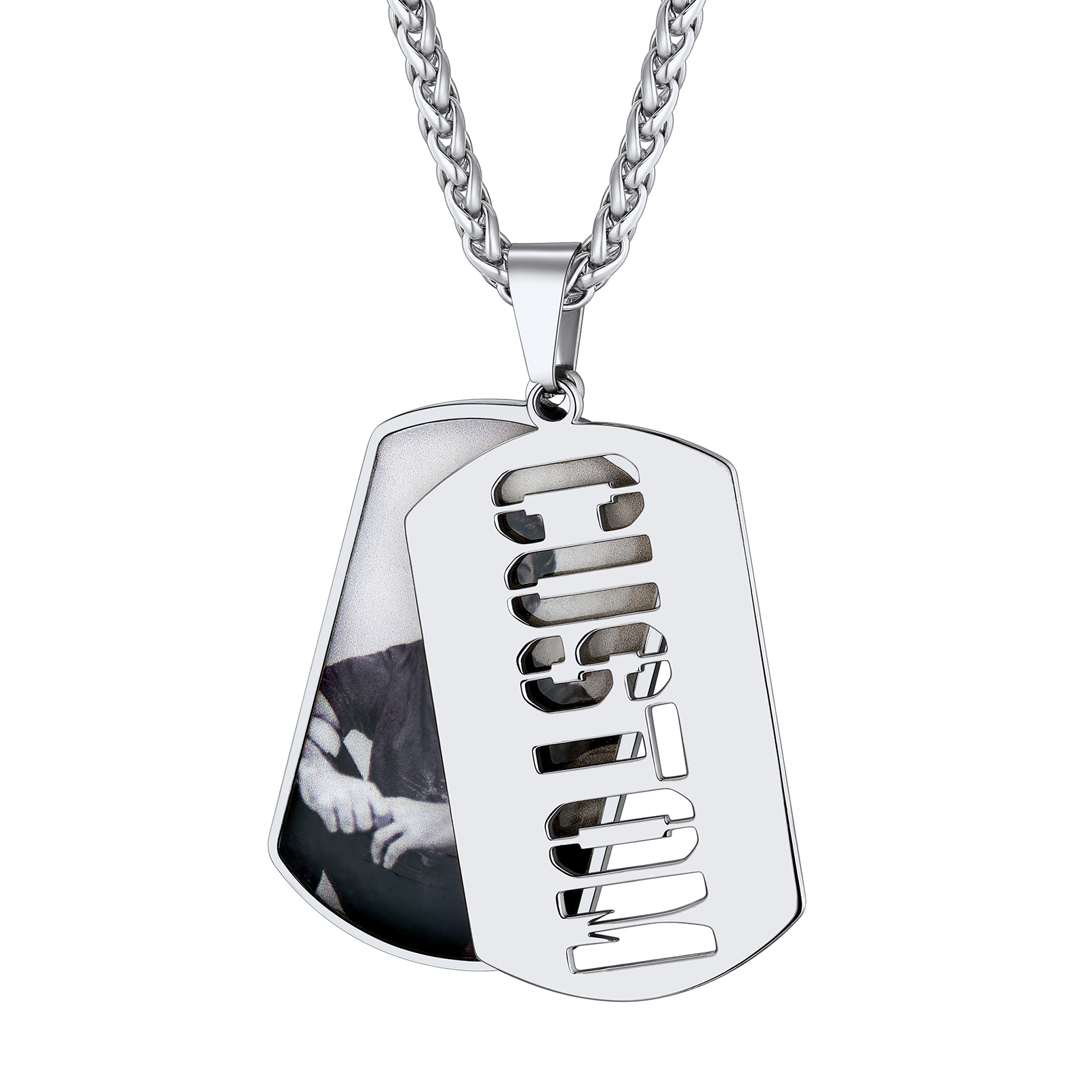 Personalized Photo Dogtags Military Necklace with Picture Name