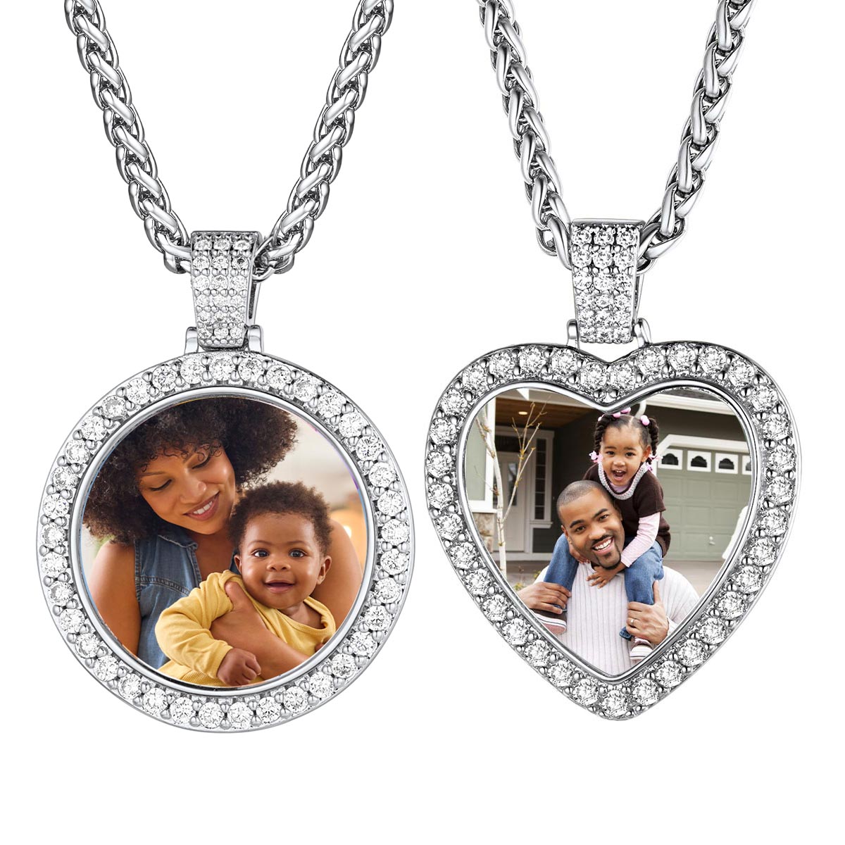Personalized Photo & Engraved Necklace Set for Men Women