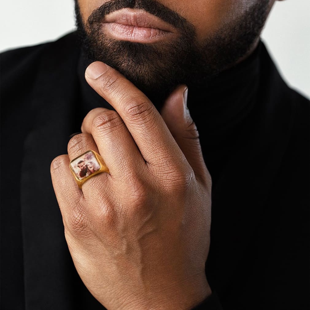 Personalized Photo Engraved Rings for Men Gift