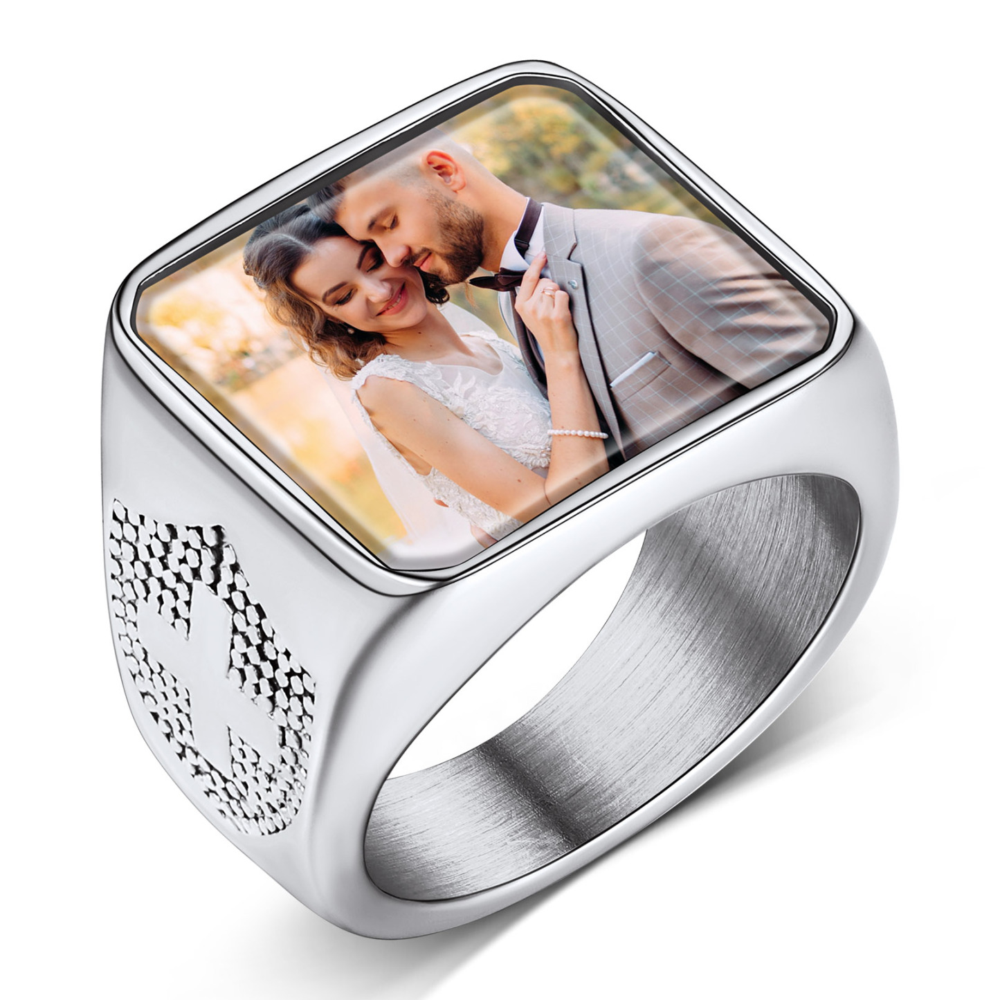 Personalized Photo Engraved Rings for Men Gift