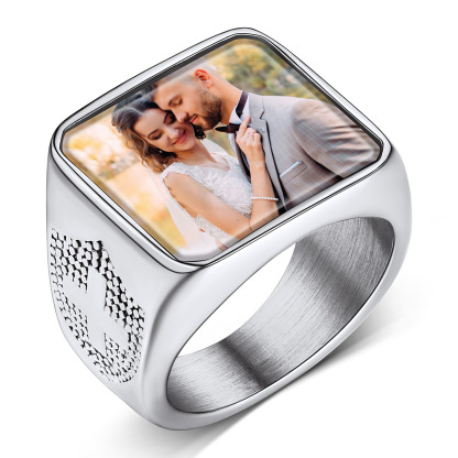 Personalized Photo Engraved Rings for Men Gift
