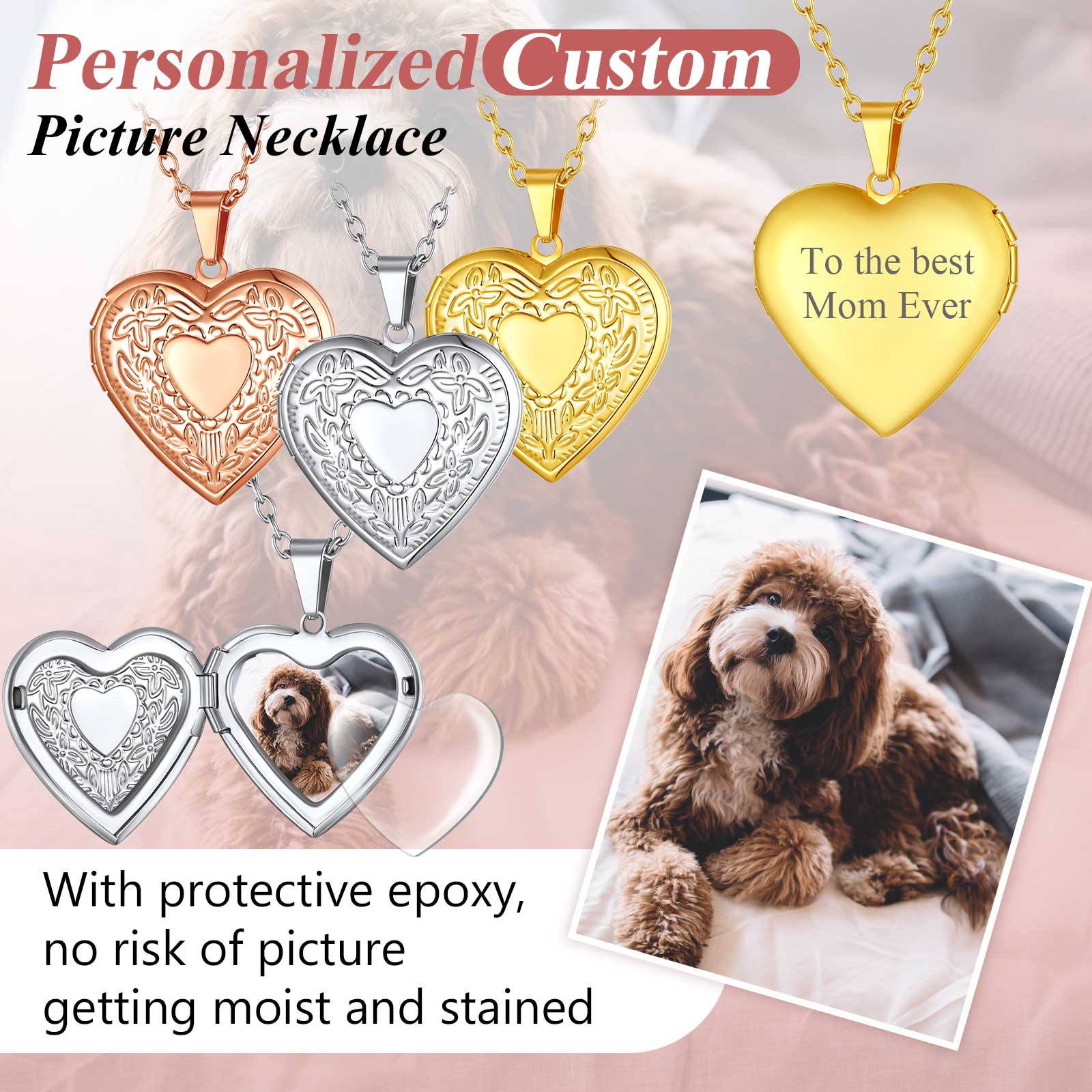 Personalized Photo Heart Locket Necklace