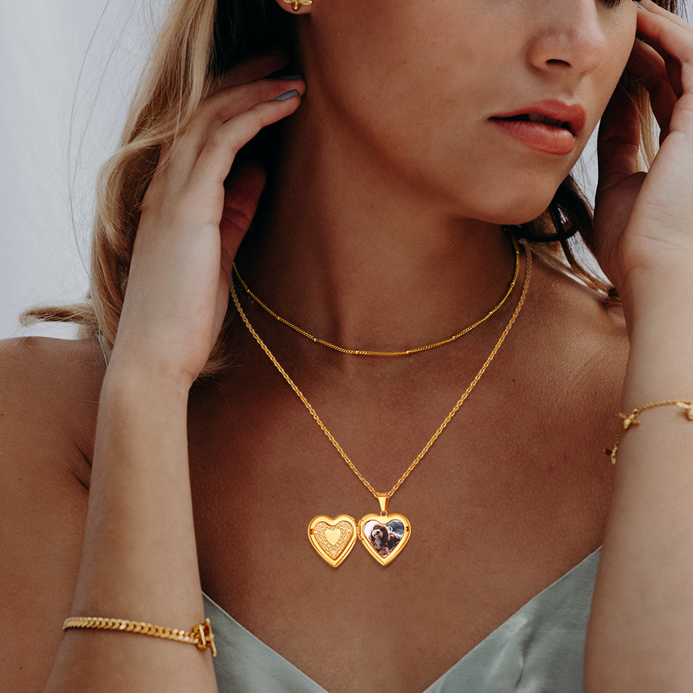 Personalized Photo Heart Locket Necklace for women