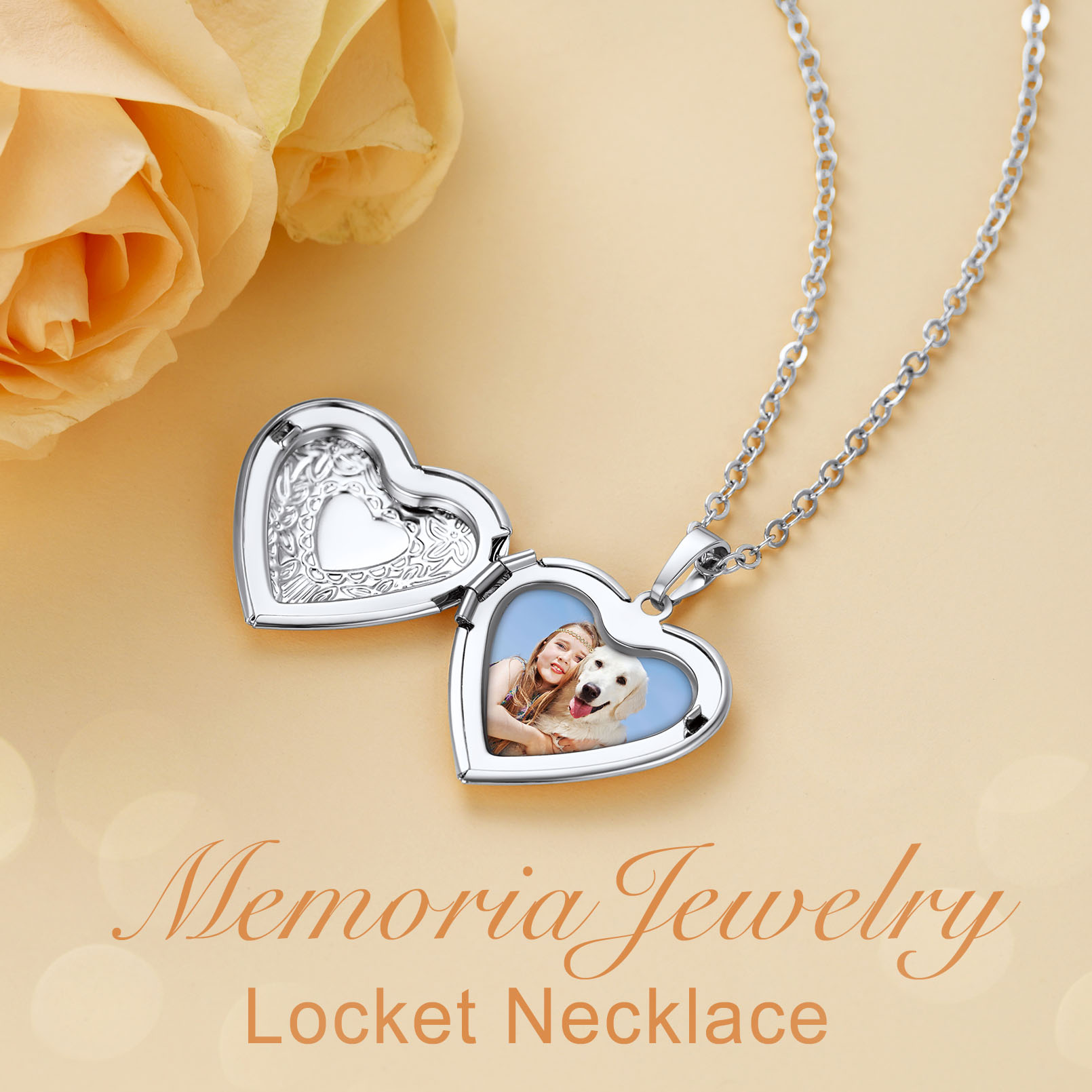 Personalized Photo Heart Locket Necklace