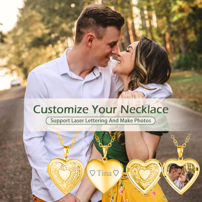 Personalized Photo Heart Locket Necklace with Picture 