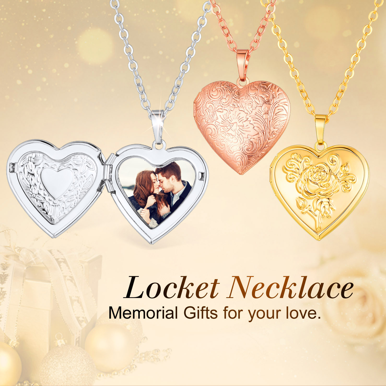 Personalized Photo Heart Locket Necklace with Picture gift