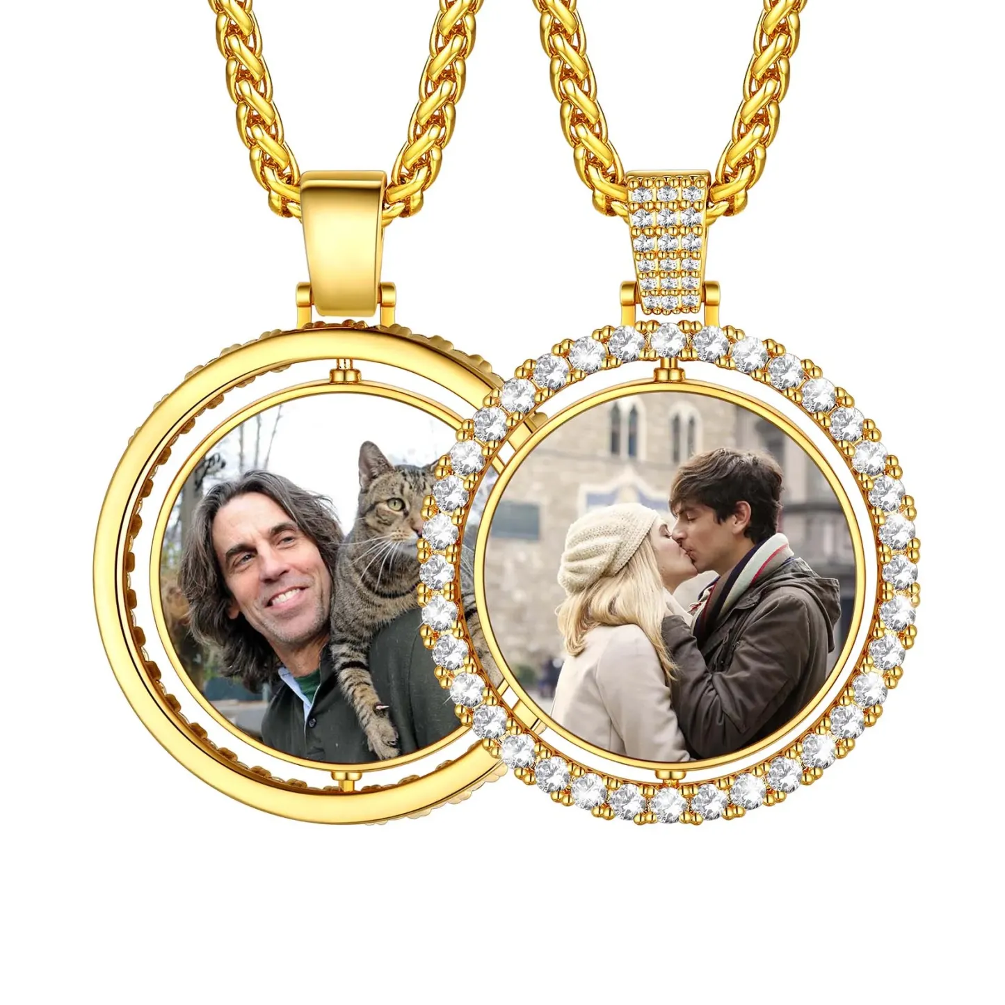 Personalized Photo Heart Pendant Necklace gold