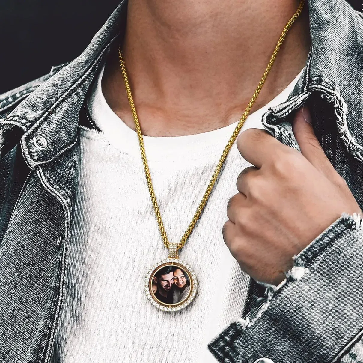 Photo  Heart Pendant Necklace for Men