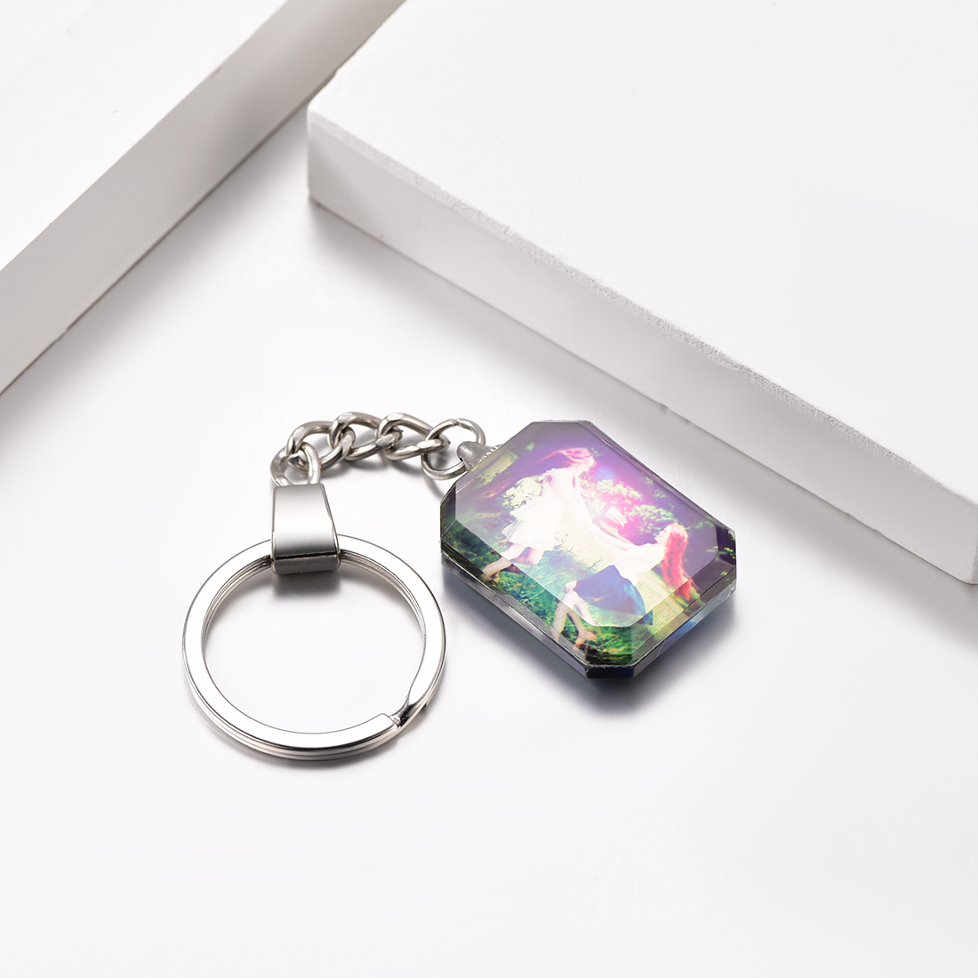 Personalized Photo Keychain in Stainless Steel scene 