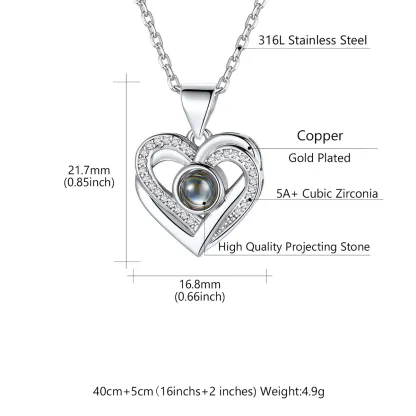 Personalized Photo Projection Heart Necklace Dimension Durable