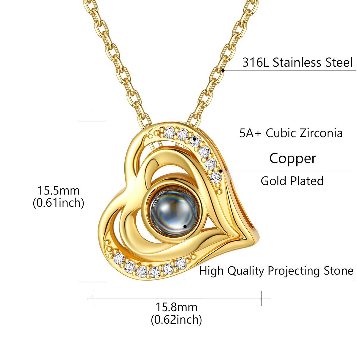 Personalized Photo Projection Heart Necklace for Women Size Guide