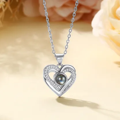 Personalized Photo Projection Heart Necklace