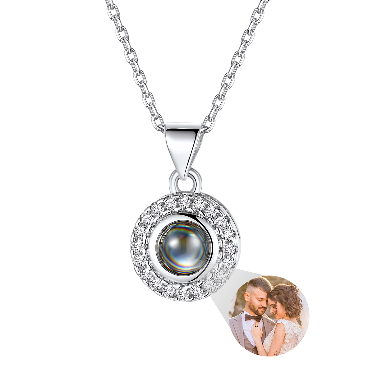 Personalized Photo Projection Necklace for Women Silver