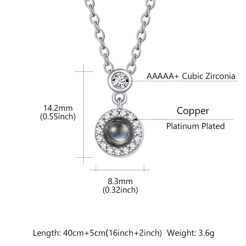 Personalized Photo Projection Necklace size