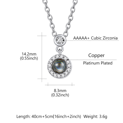 Personalized Photo Projection Necklace size