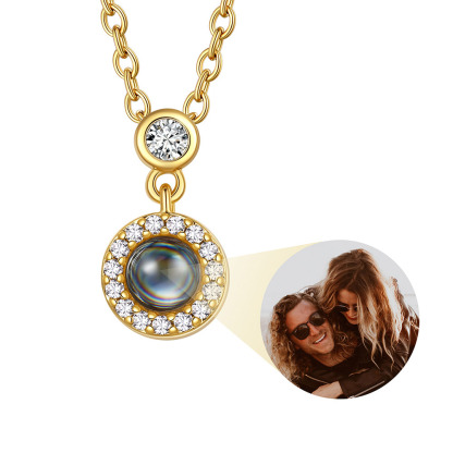 Personalized Photo Projection gold Necklace