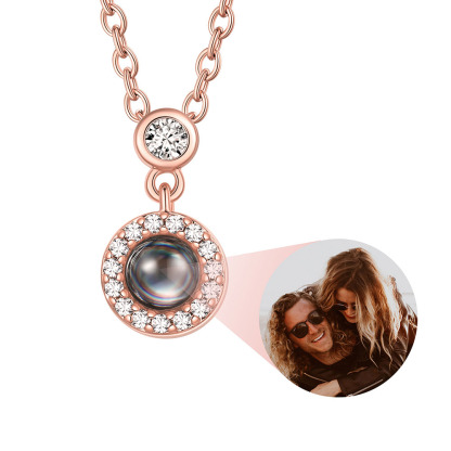 Personalized Photo Projection rose gold Necklace