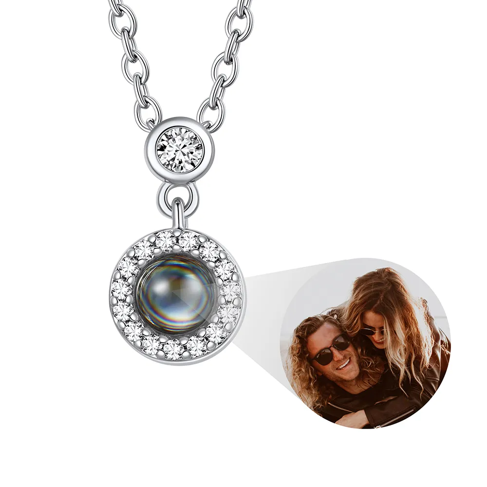 Personalized Photo Projection silver Necklace