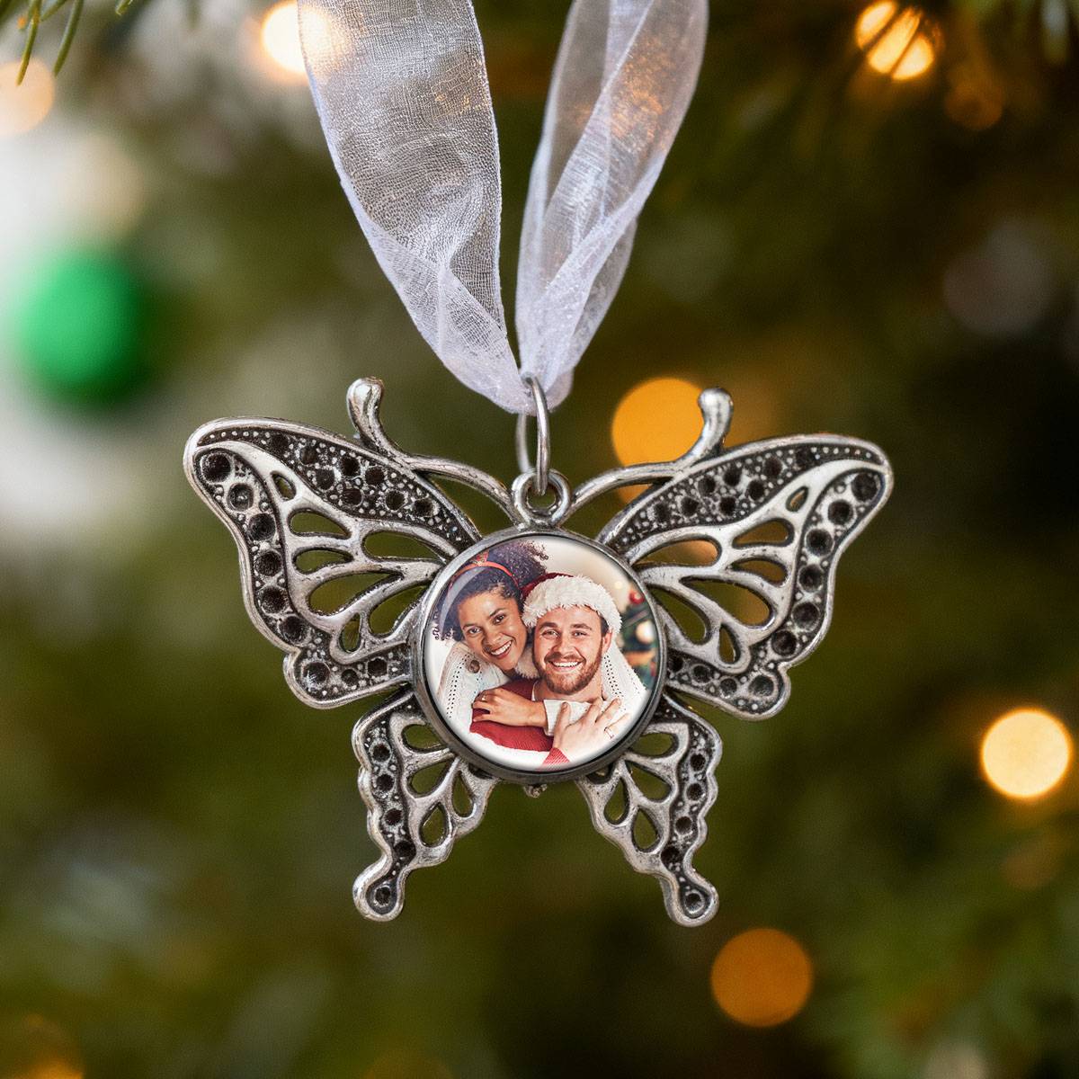 Personalized Photo butterfly Christmas gift Ornament 