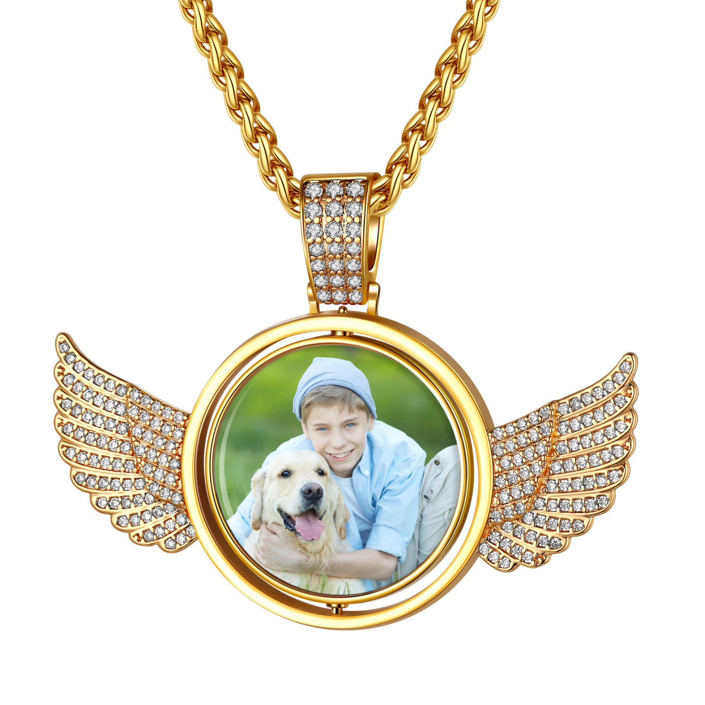 Personalized Picture Necklace Memory Jewelry for Men Women gold