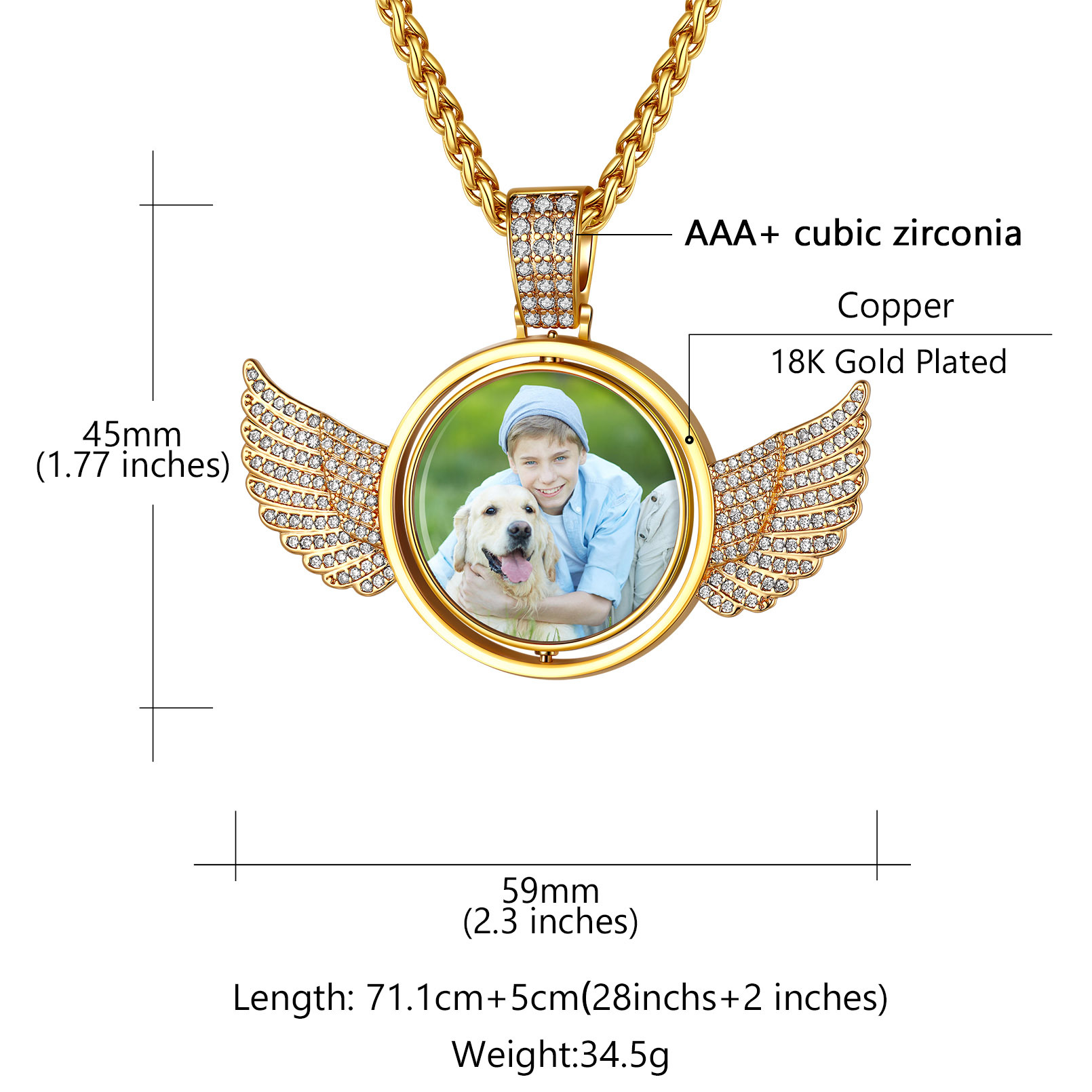 Personalized Picture Necklace Memory Jewelry size