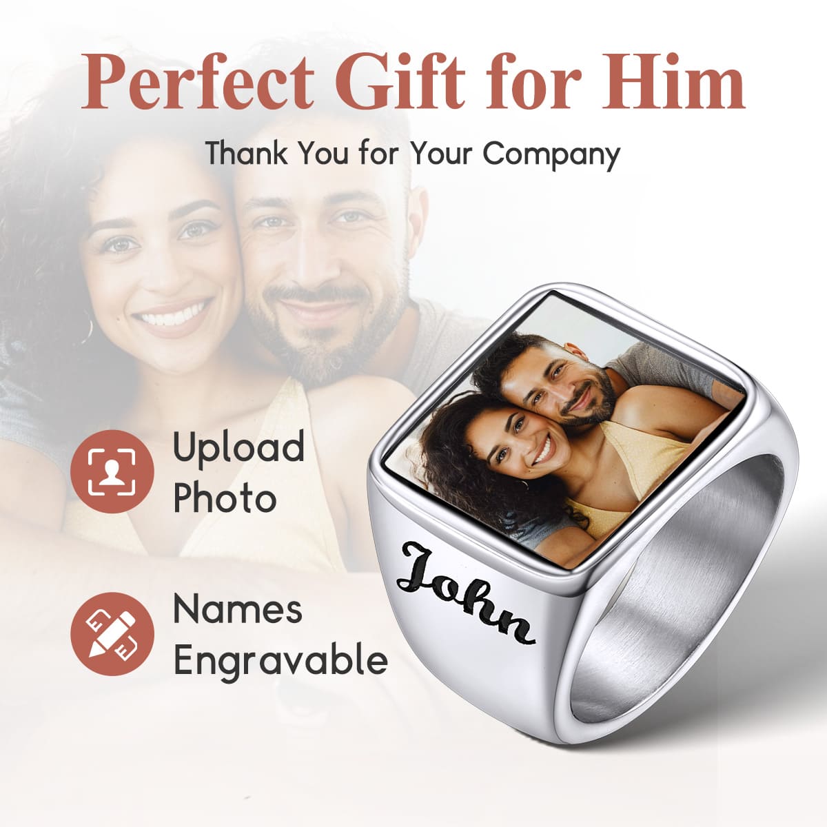 Personalized Picture Signet Rings with Names