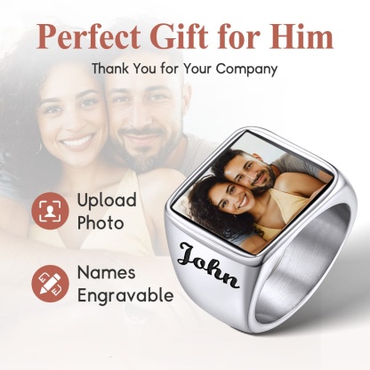 Personalized Picture Signet Rings with Names