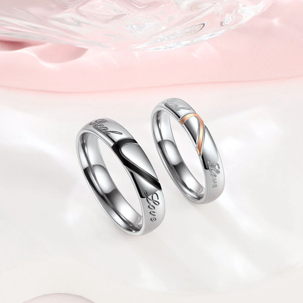 Heart Matching Promise Couple Rings for valentine day