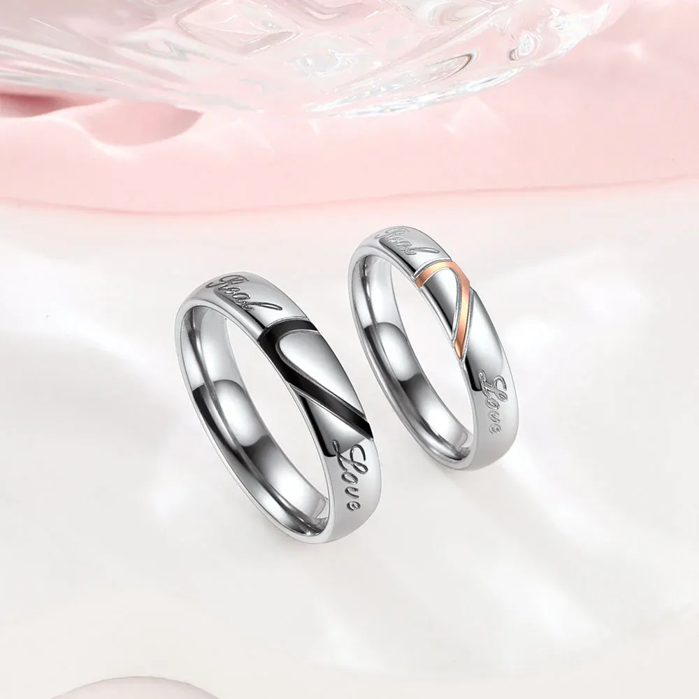 Heart Matching Promise Couple Rings for valentine day