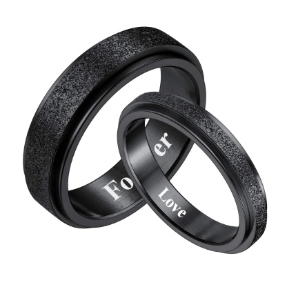 Personalized Rotatable Spinner Promise Rings for Couple Black Plated